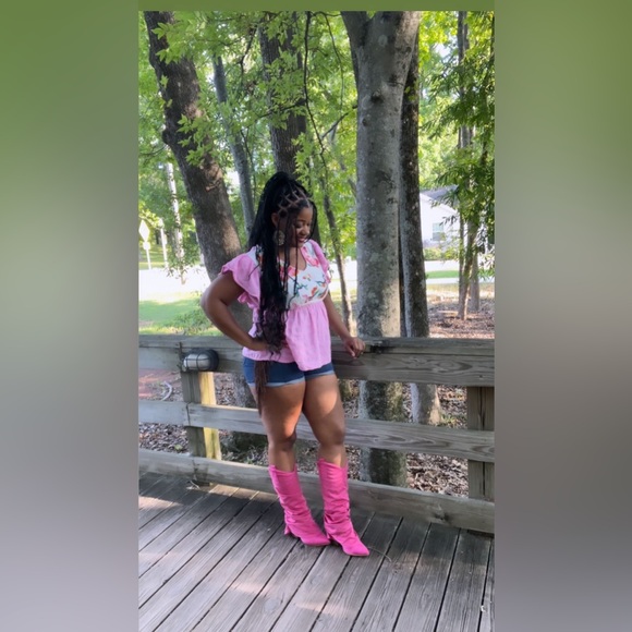 Embroidered Babydoll Top Pink XL - Picture 7 of 8